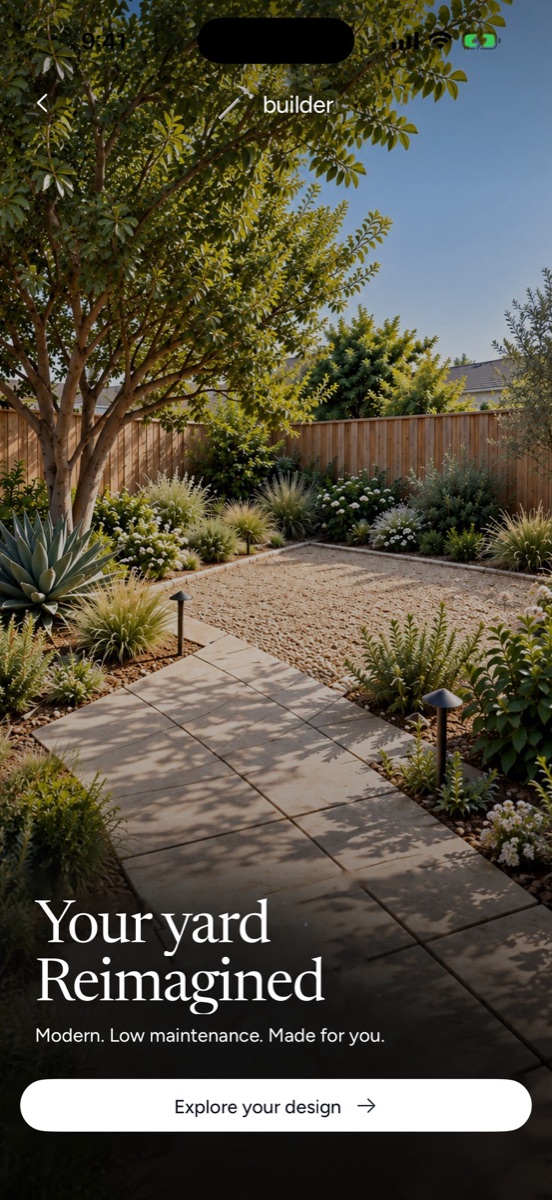 A redesigned backyard in the Builder app